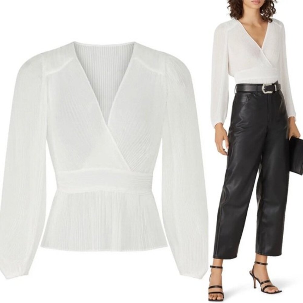 The Kooples Sheer Pleated Heart Top size 1 fit S